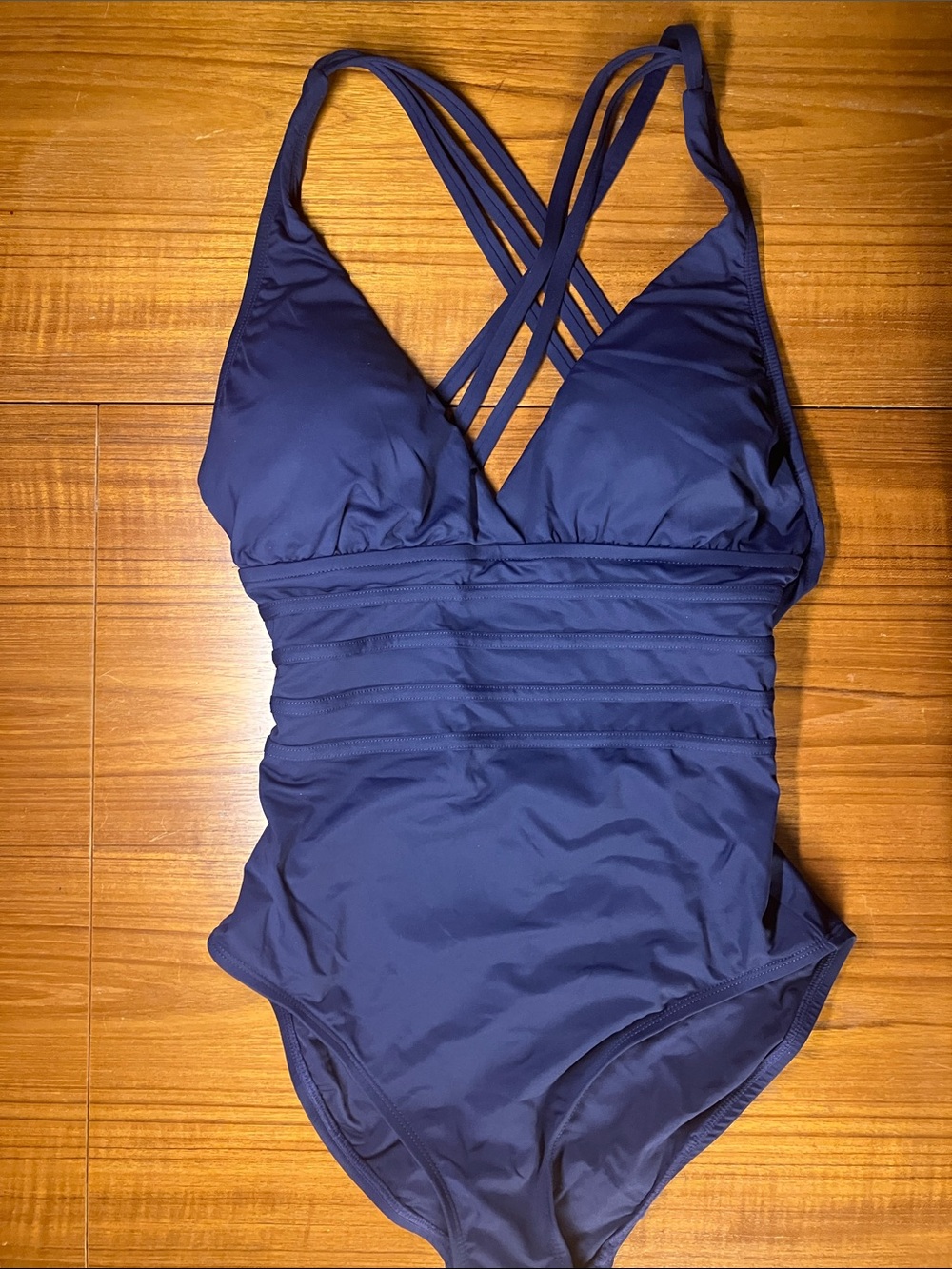 LA BLANCA Island Goddess Multi-Strap Cross-Back One Piece, 8, Indigo
